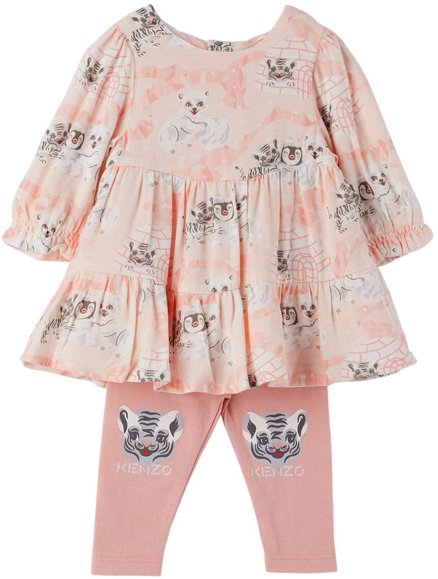 

Детское розовое платье и леггинсы Kenzo