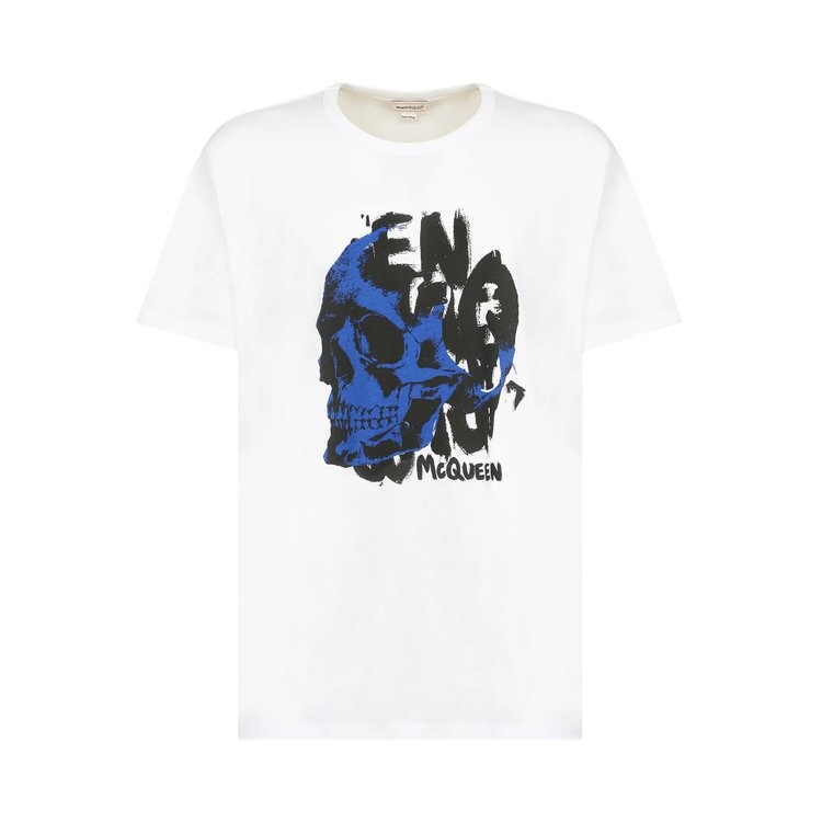 

Футболка Alexander McQueen Graffiti Print T-Shirt 'White/Ultramarine', белый