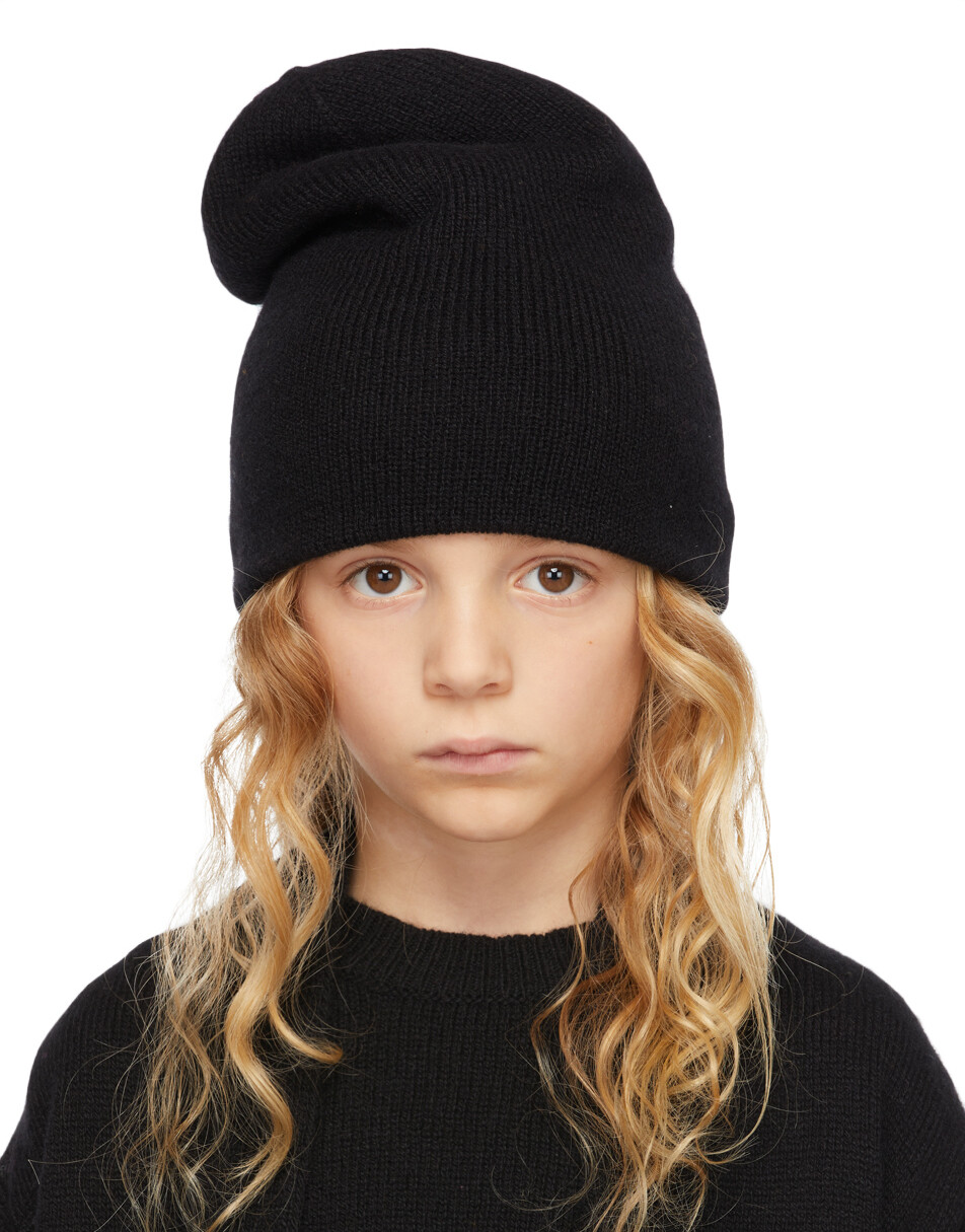 

Детская черная кашемировая шапка Elfie Beanie The Row