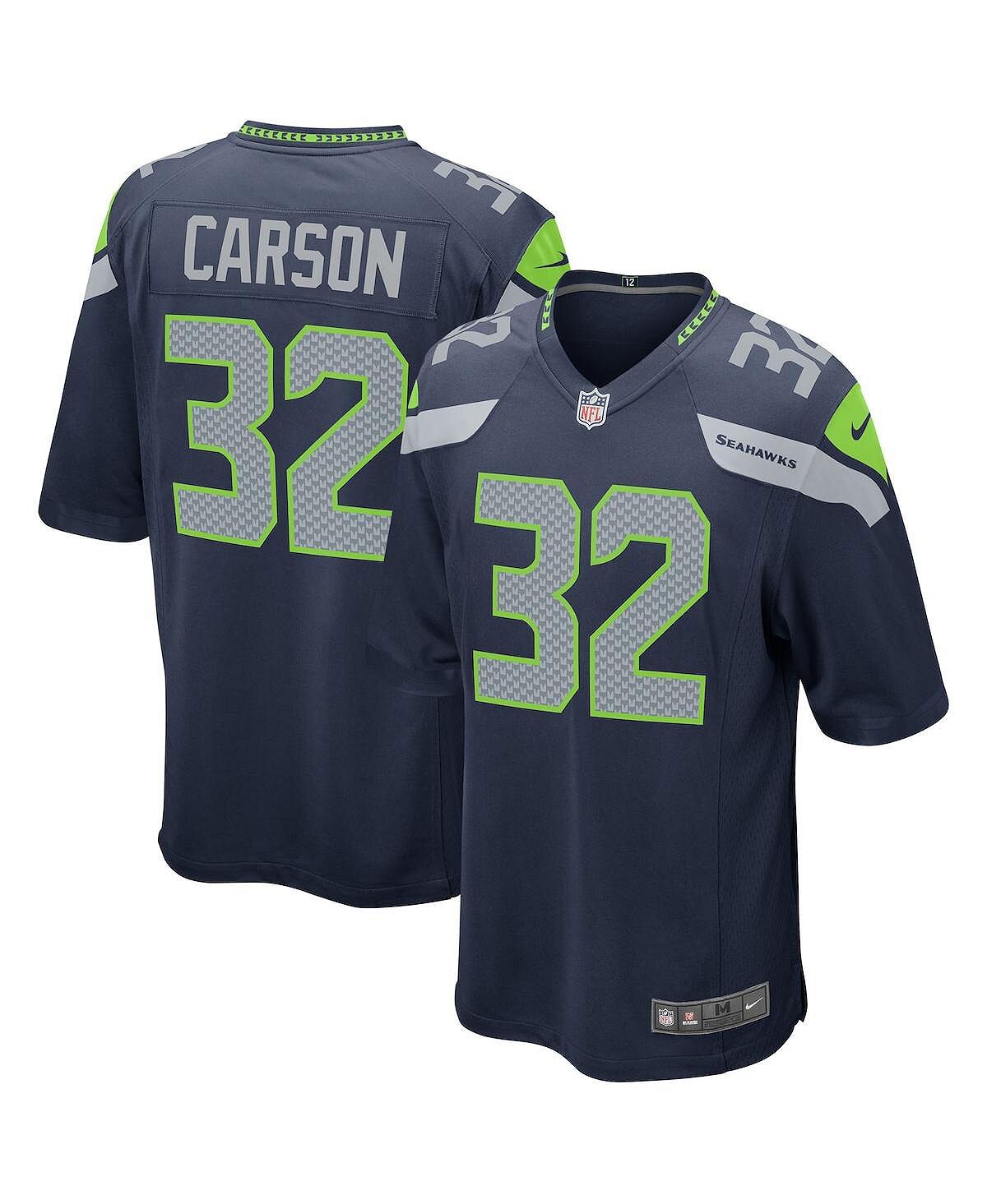 

Мужская футболка chris carson navy seattle seahawks game player Nike, синий
