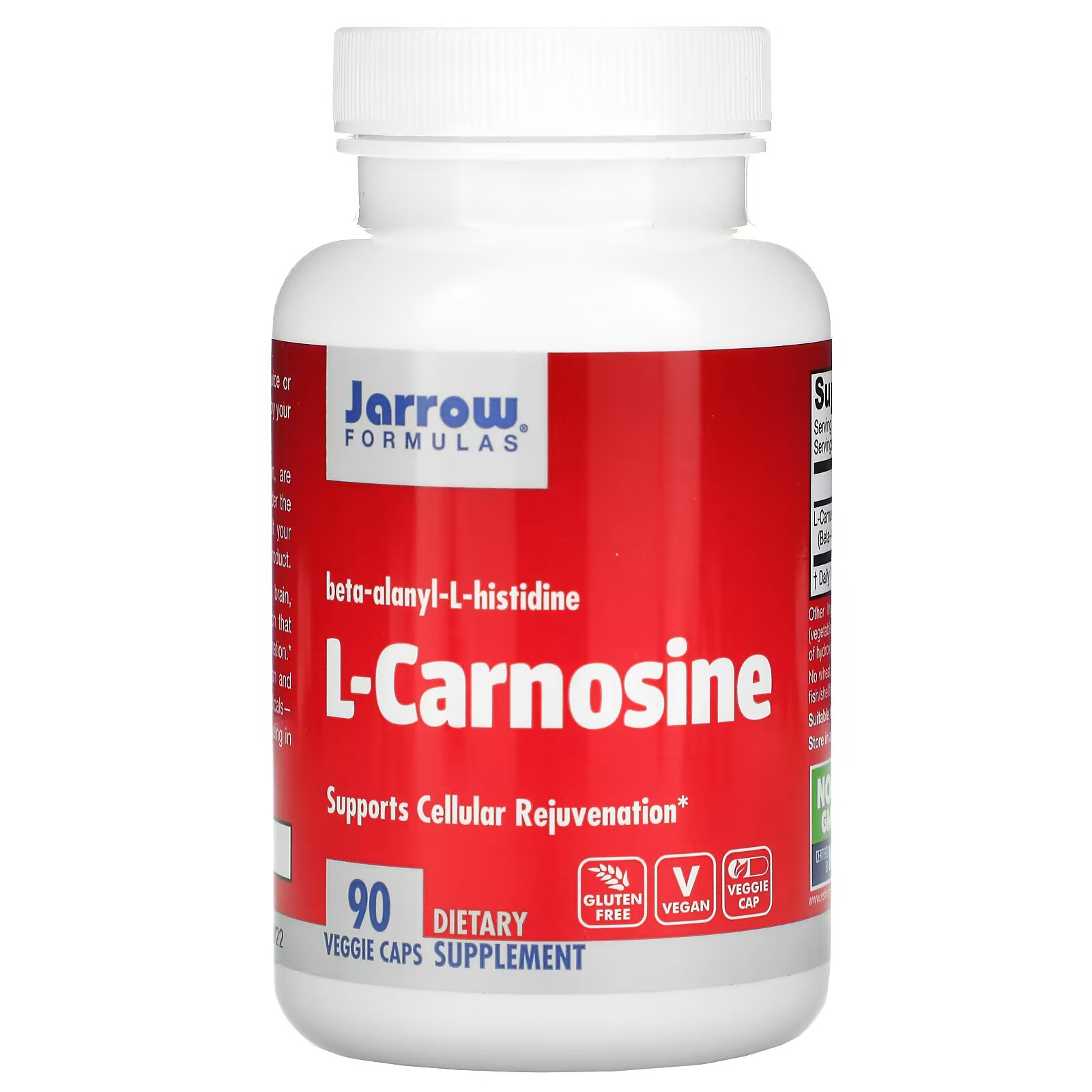 Jarrow Formulas, L-карнозин, 90 растительных капсул jarrow formulas immune optimizer 90 растительных капсул