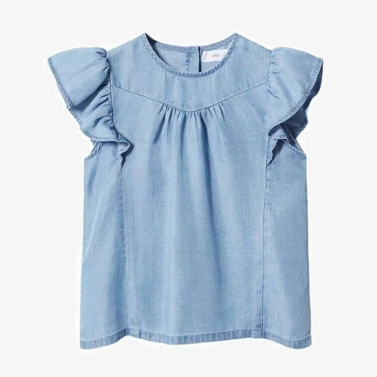 

Блузка для девочки Mango Kids Nacha, голубой