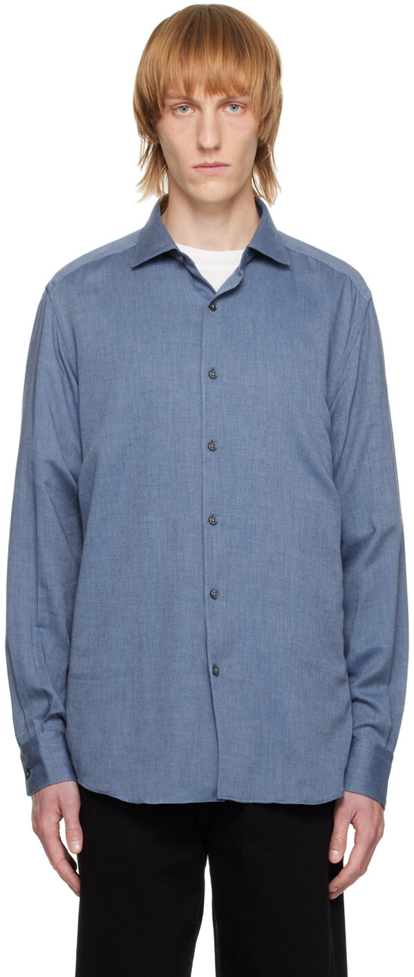 

Синяя рубашка из каско ZEGNA
