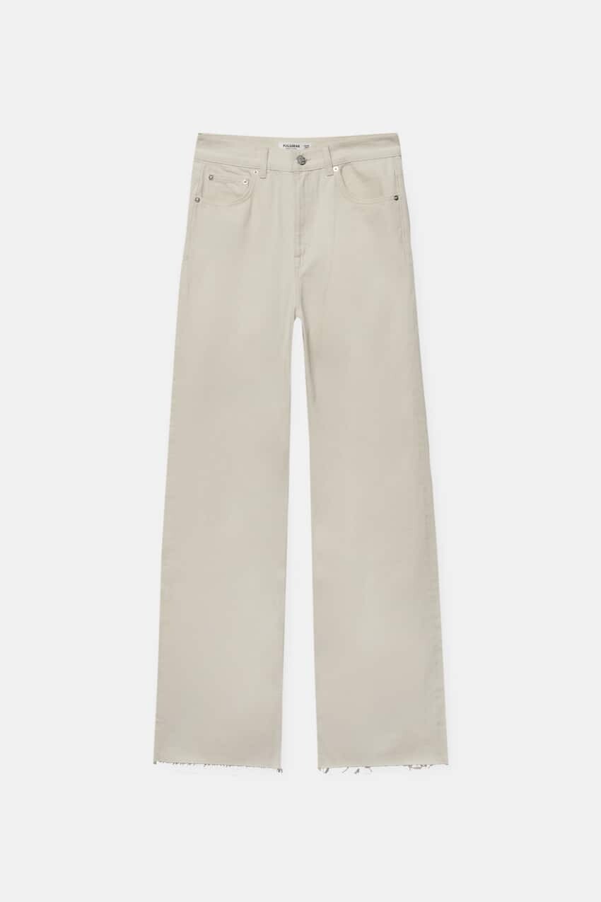 

Джинсы прямого кроя с завышенной талией Pull&Bear, экрю