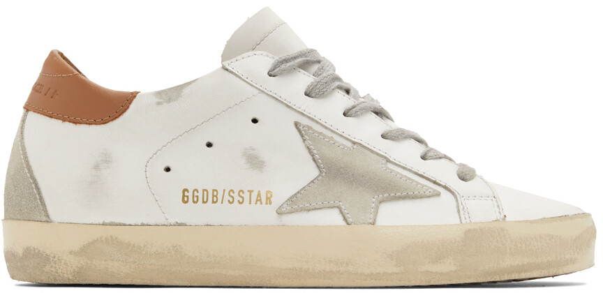 

Бело-коричневые классические кроссовки Super-Star Golden Goose, Коричневый