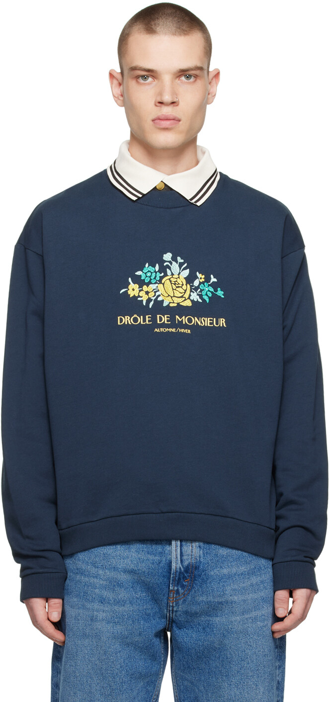

Темно-синяя толстовка 'Le Sweatshirt Fleur' Drôle De Monsieur