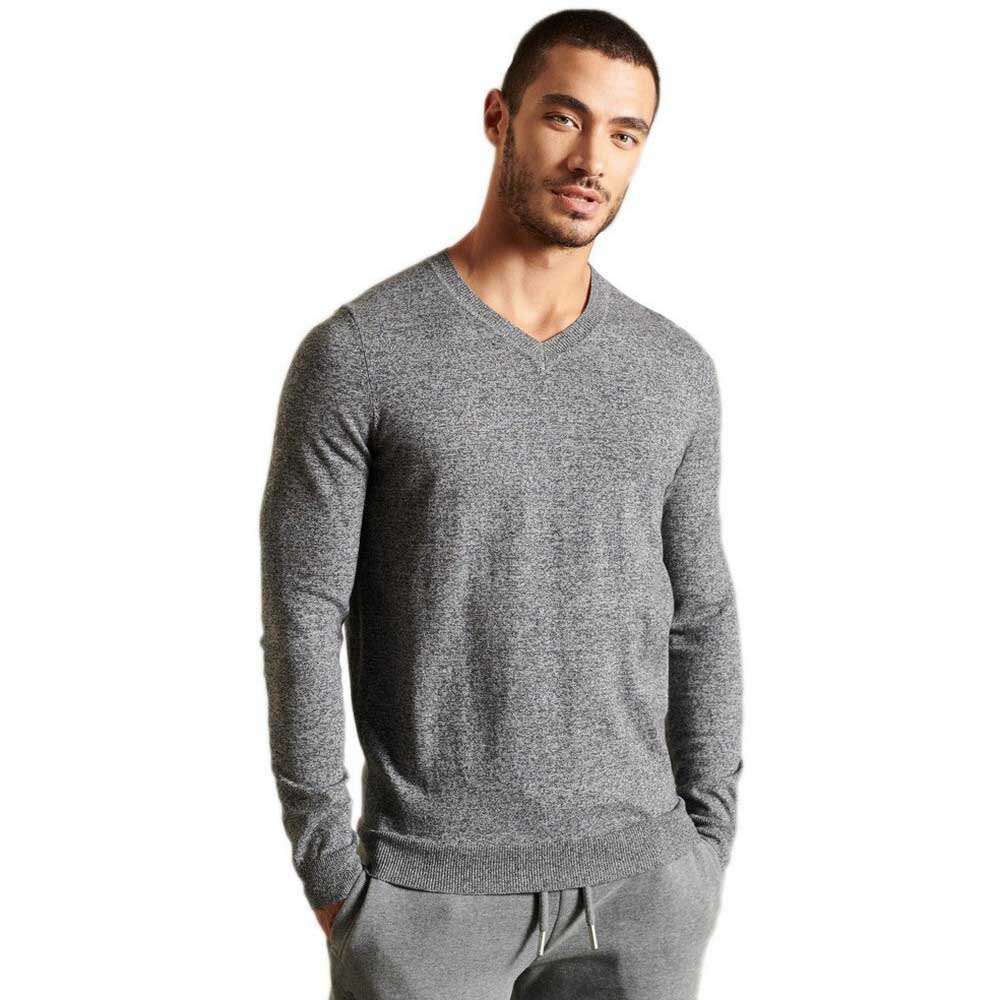 

Свитер Superdry Vintage Embroidered Cotton Cash V Neck, серый