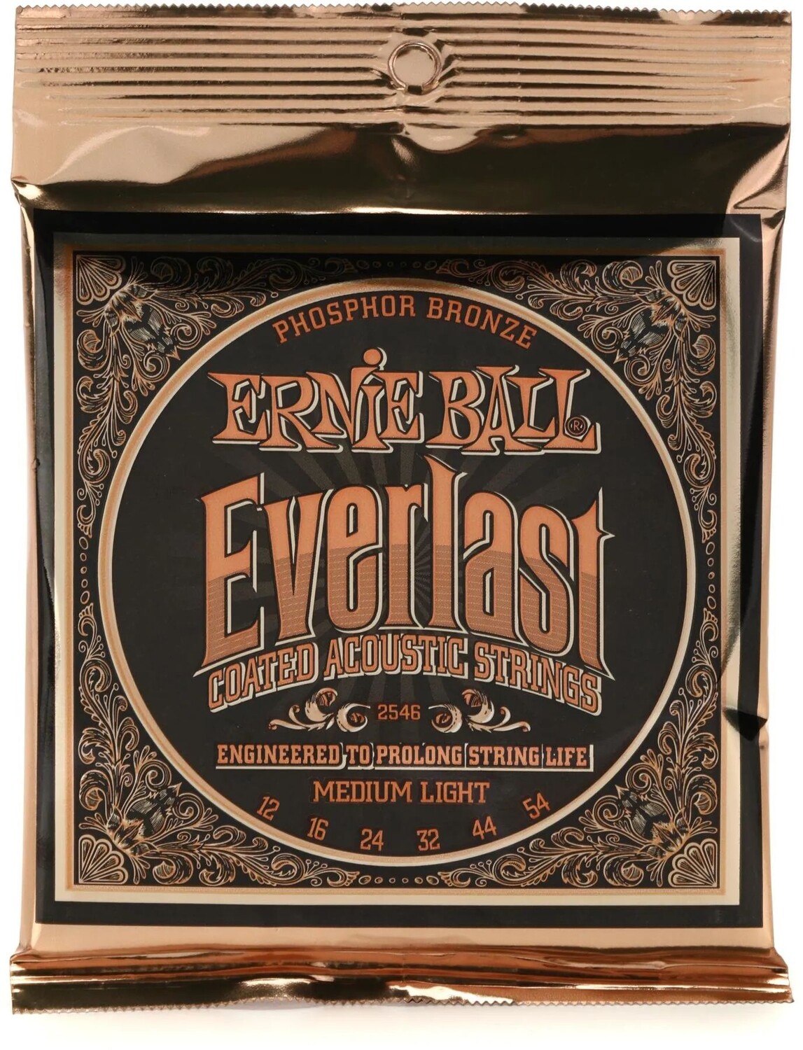 

Струны для акустической гитары Ernie Ball 2546 Everlast с покрытием из фосфористой бронзы — .012-.054, средний свет