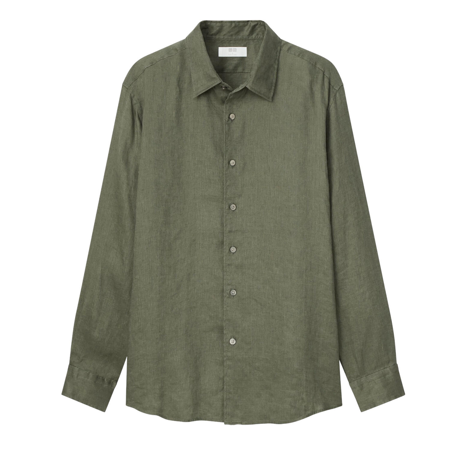 

Рубашка Uniqlo Premium Linen Regular Fit, зеленый