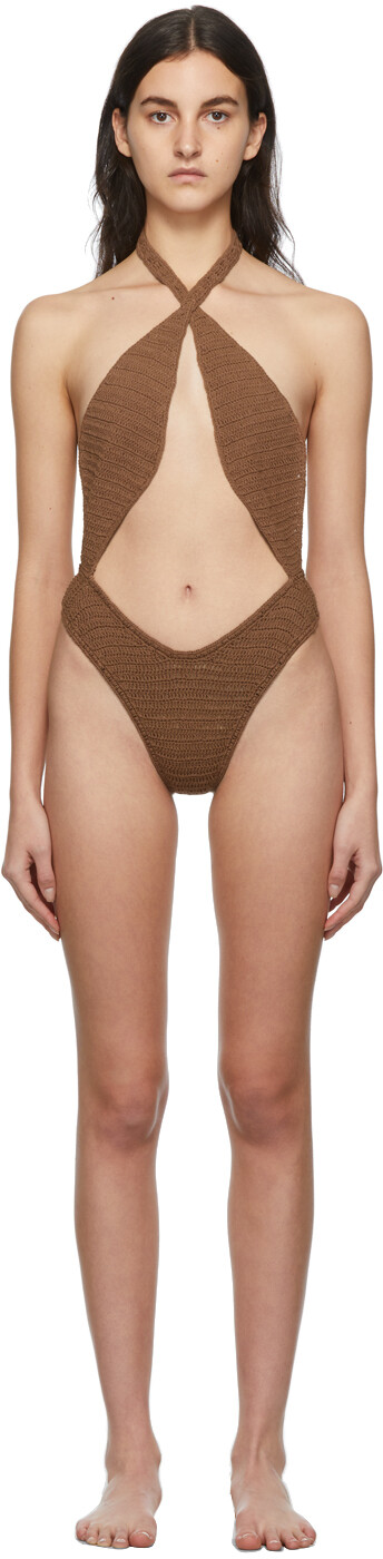 

Эксклюзивный коричневый цельный купальник SSENSE Riu Akoia