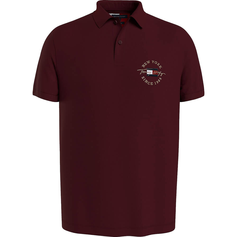 

Поло Tommy Hilfiger Regular Fit Signature Logo, темно-бордовый