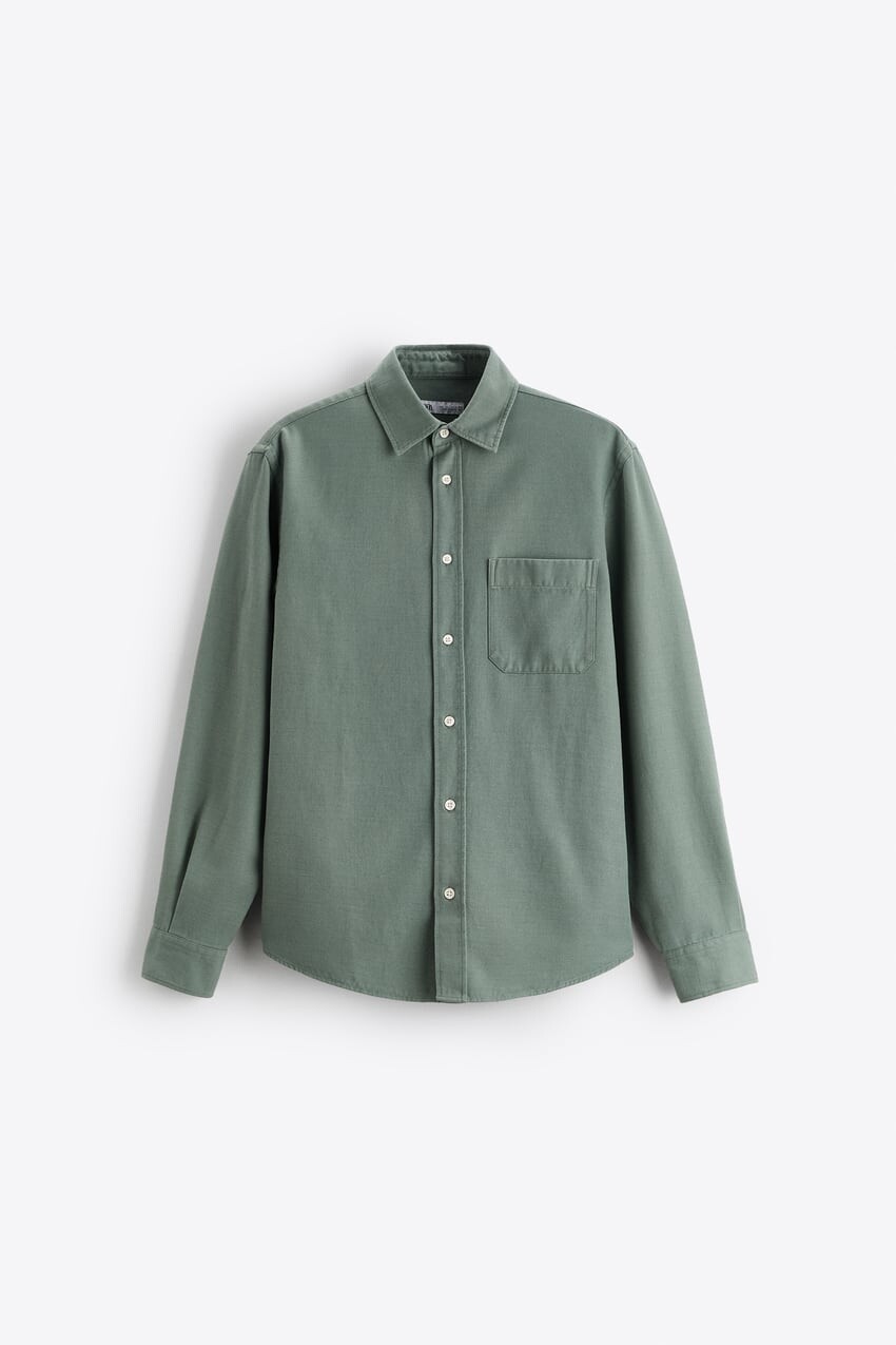 

Рубашка Zara lyocell - cotton, зелёный