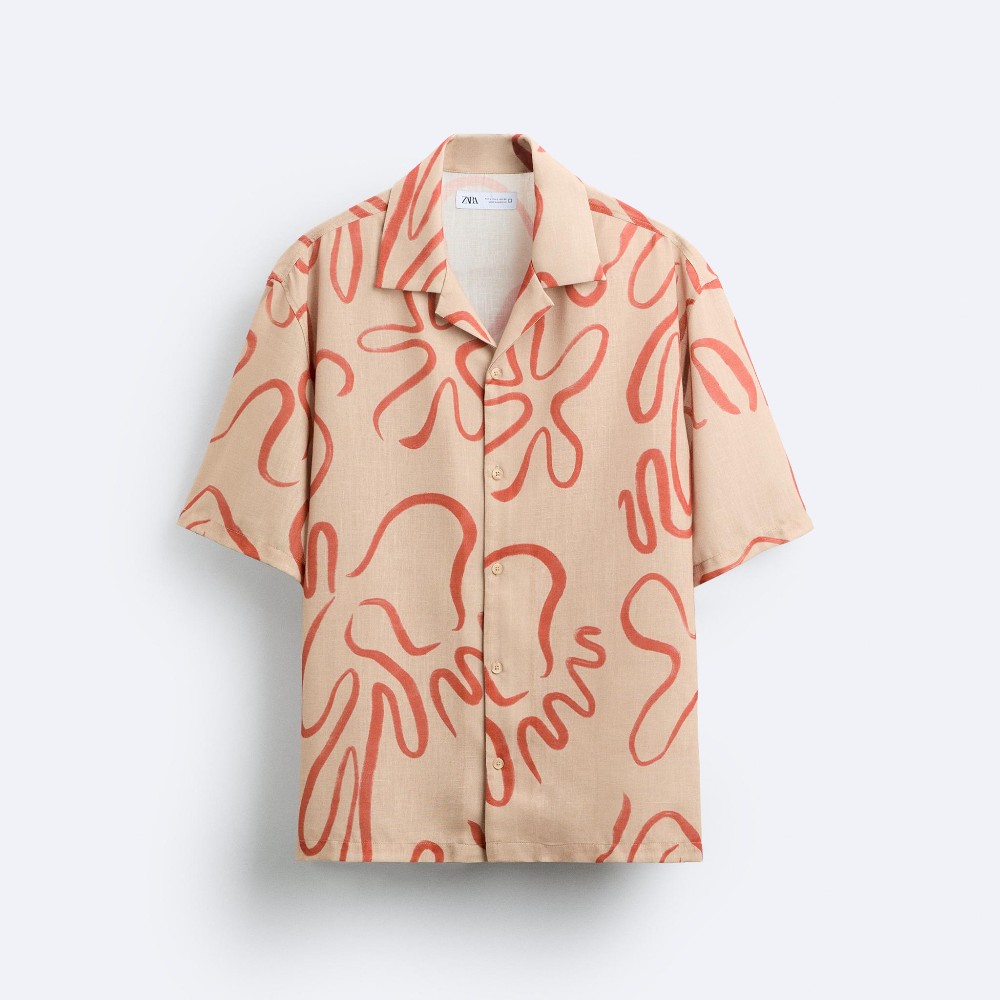 Рубашка Zara Abstract Print, светло-оранжевый рубашка с коротким рукавом zara abstract print черный