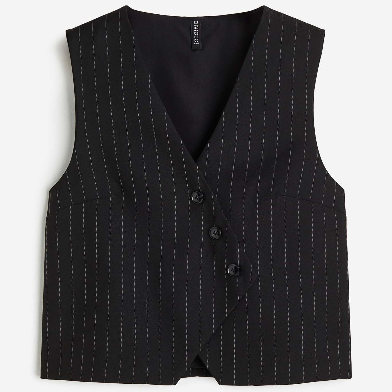 

Жилет H&M Pinstriped Asymmetric-front Suit, черный