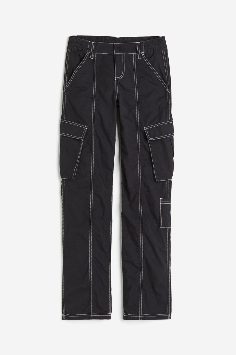 Холщовые брюки-карго H&M, черный