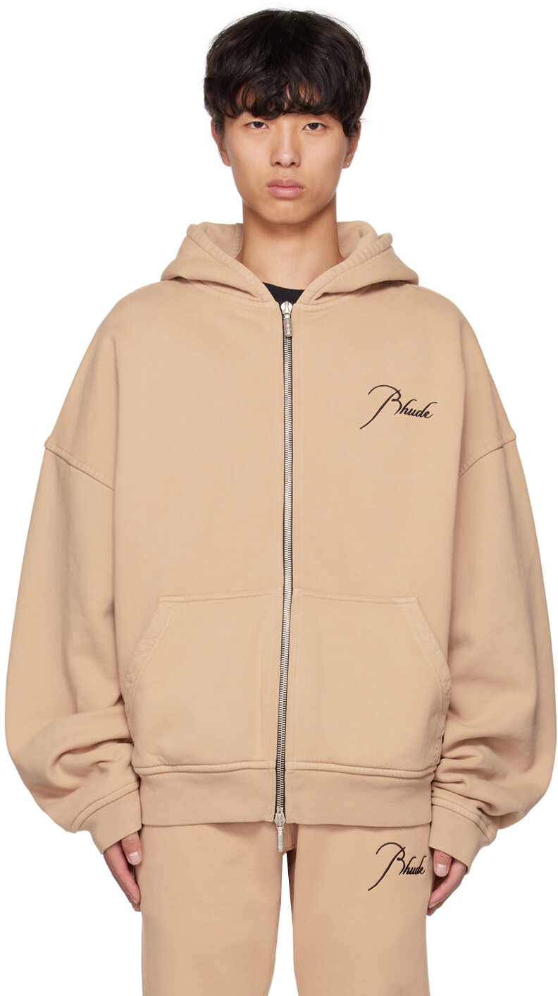 

Бежевый худи с вышивкой Rhude