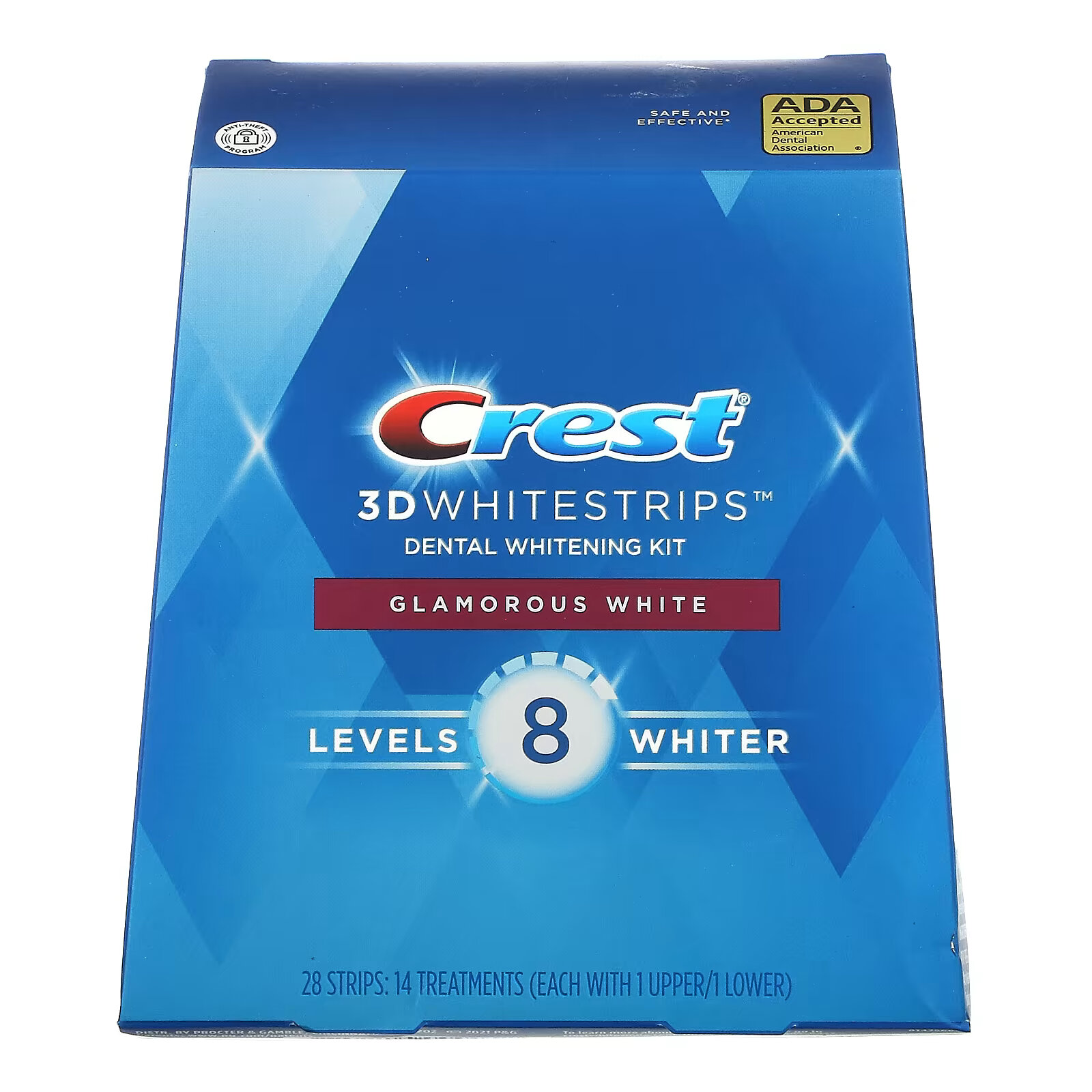 Crest, 3D Whitestrips, Glamorous White, комплект для отбеливания зубов, 28 полосок crest 3d whitestrips набор для отбеливания зубов 1 час экспресс 20 полосок