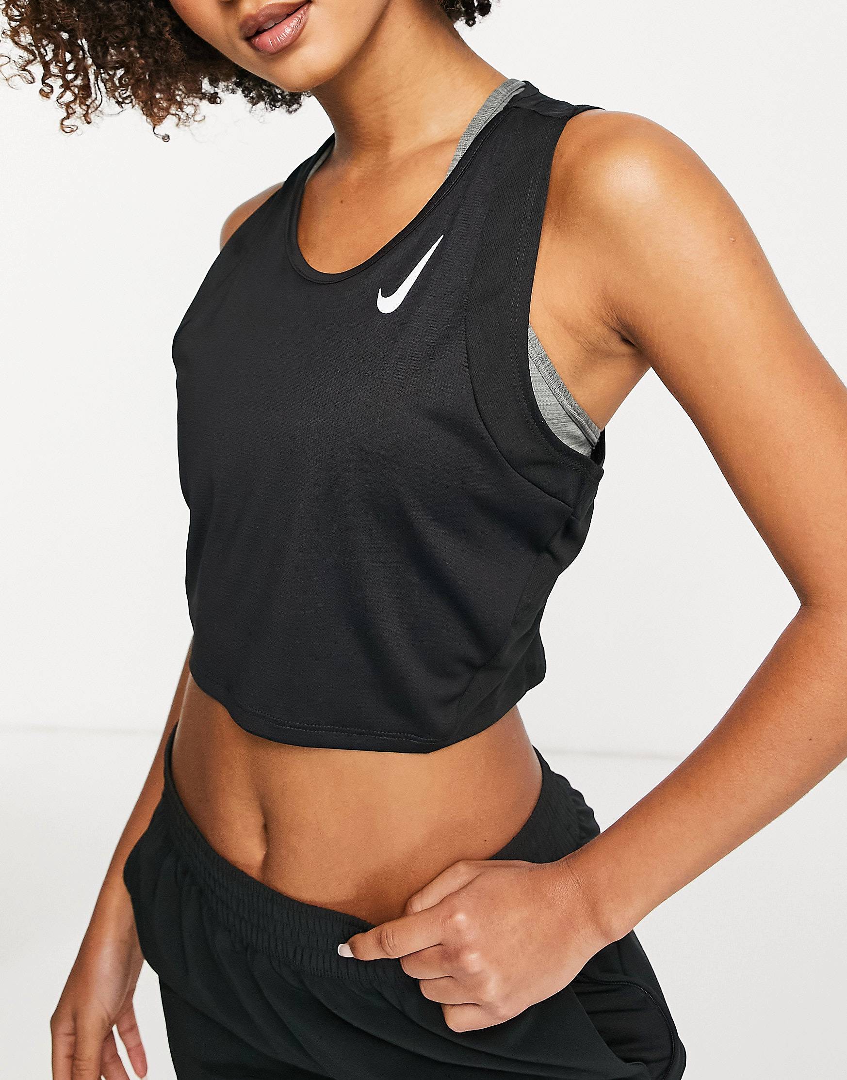 Черный укороченный топ Nike Running Race Day Dri-FIT - фото