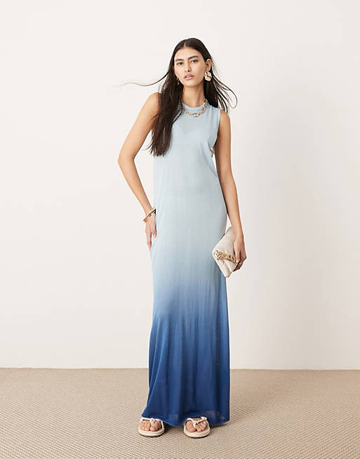 Платье Asos Edition Maxi Column, синий цена и фото