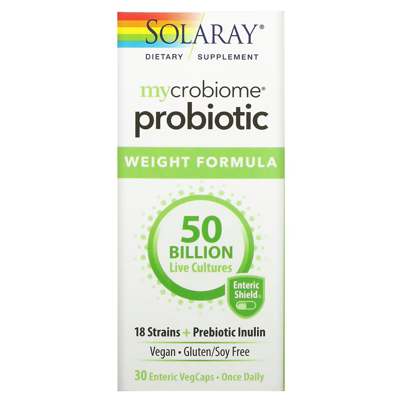 Solaray, Mycrobiome Probiotic Weight Formula, 50 млрд, 30 капсул с кишечным растительным экстрактом - фото