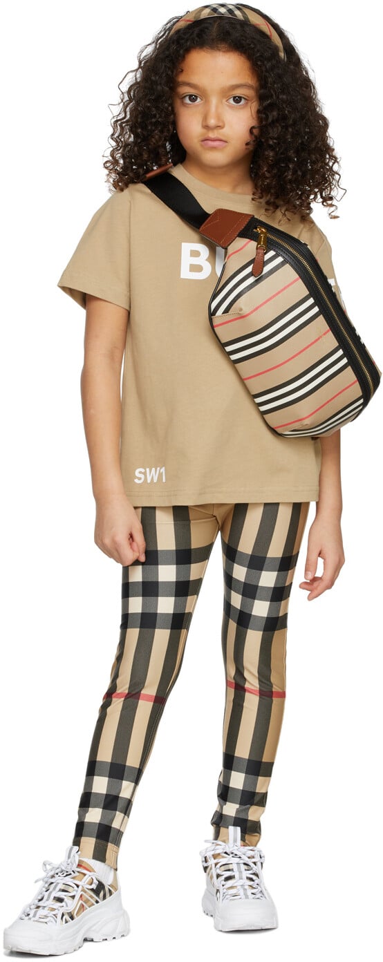 

Детские бежевые леггинсы в клетку Burberry