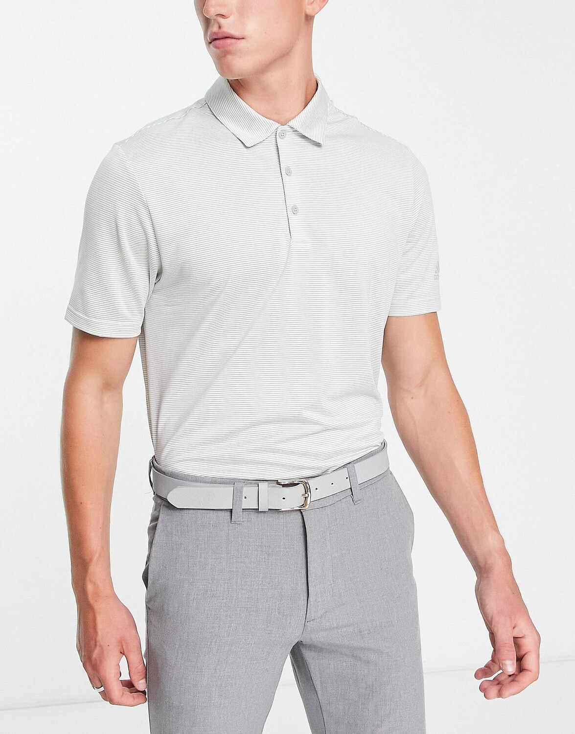 

Серая рубашка поло в полоску adidas Golf Ottoman