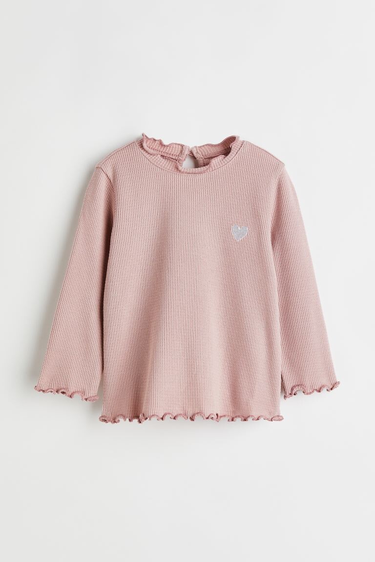

Топ из вафельного джерси H&M, бледно-розовый/сердце
