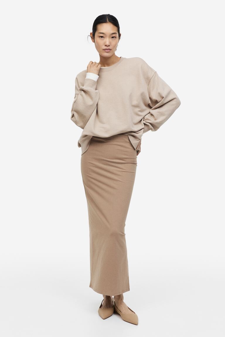 

Длинная юбка из джерси H&M, бежевый