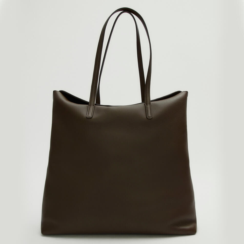 

Сумка-тоут с двойным ремнем Massimo Dutti Nappa Leather, хаки