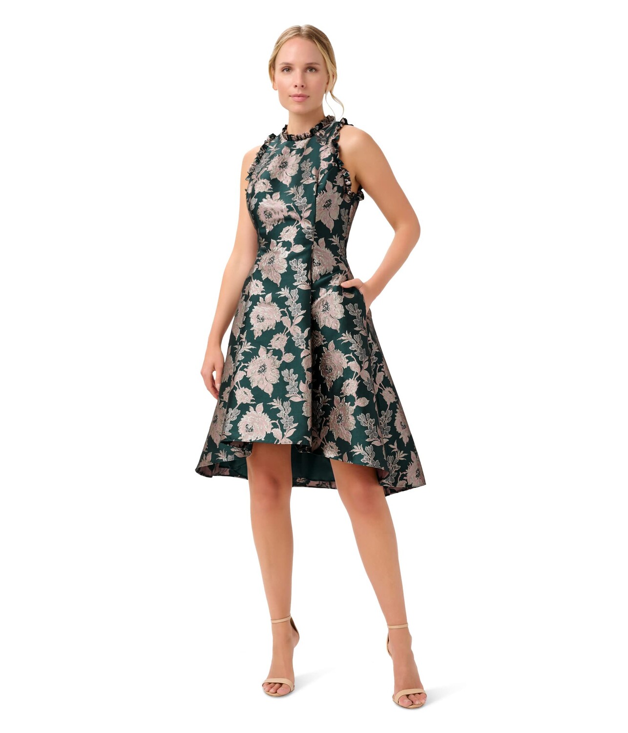 

Платье Adrianna Papell, Printed Jacquard High-Low Hem Party Dress