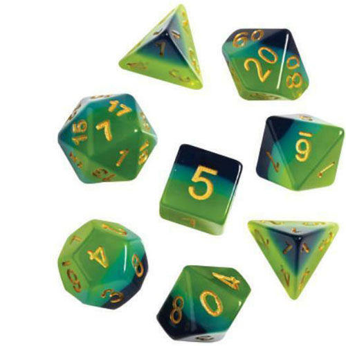 Игровые кубики Green & Blue Translucent Polyhedral Dice Set Sirius Dice