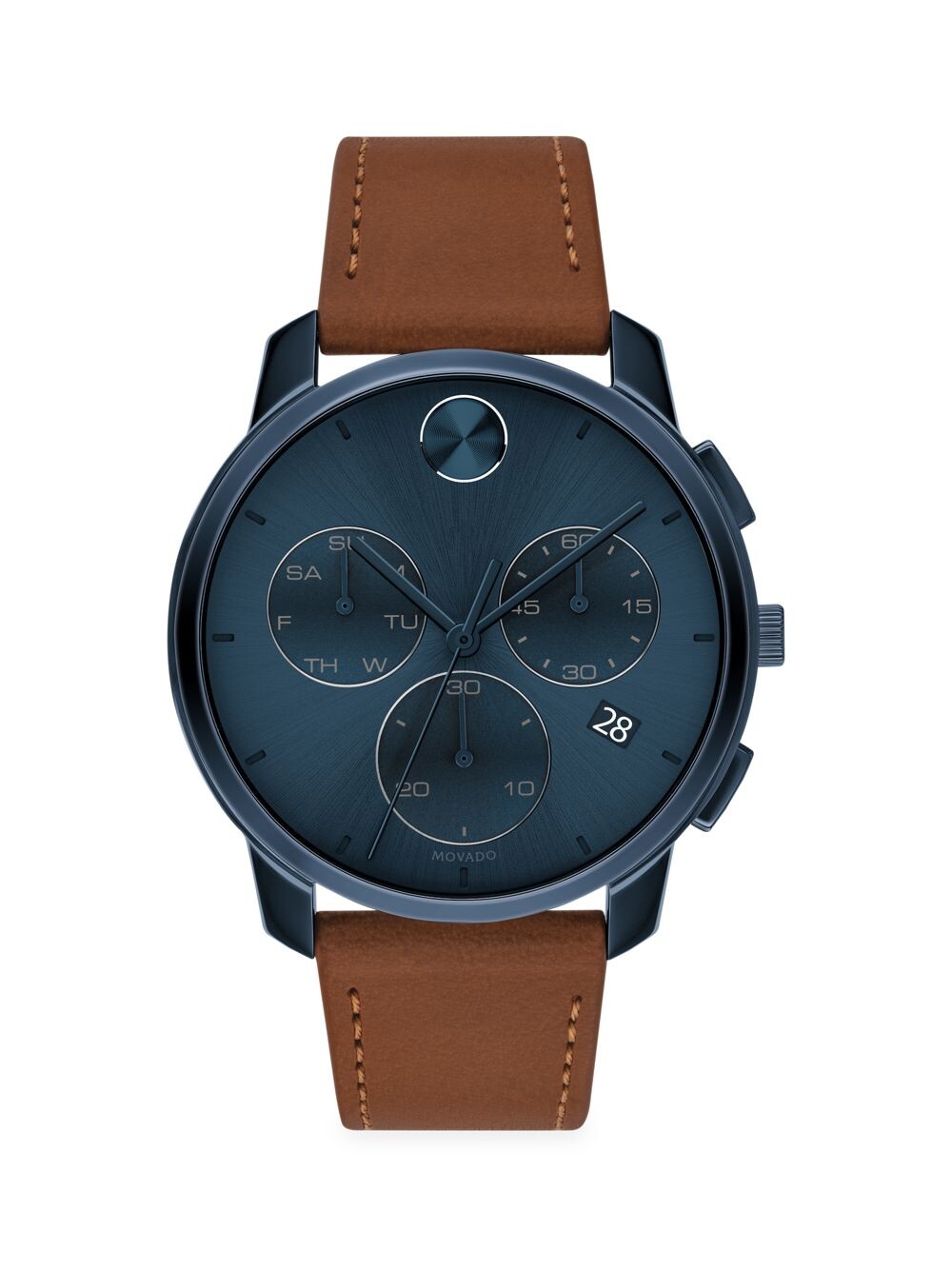 

BOLD Часы с хронографом из нержавеющей стали и кожаным ремешком Movado, синий