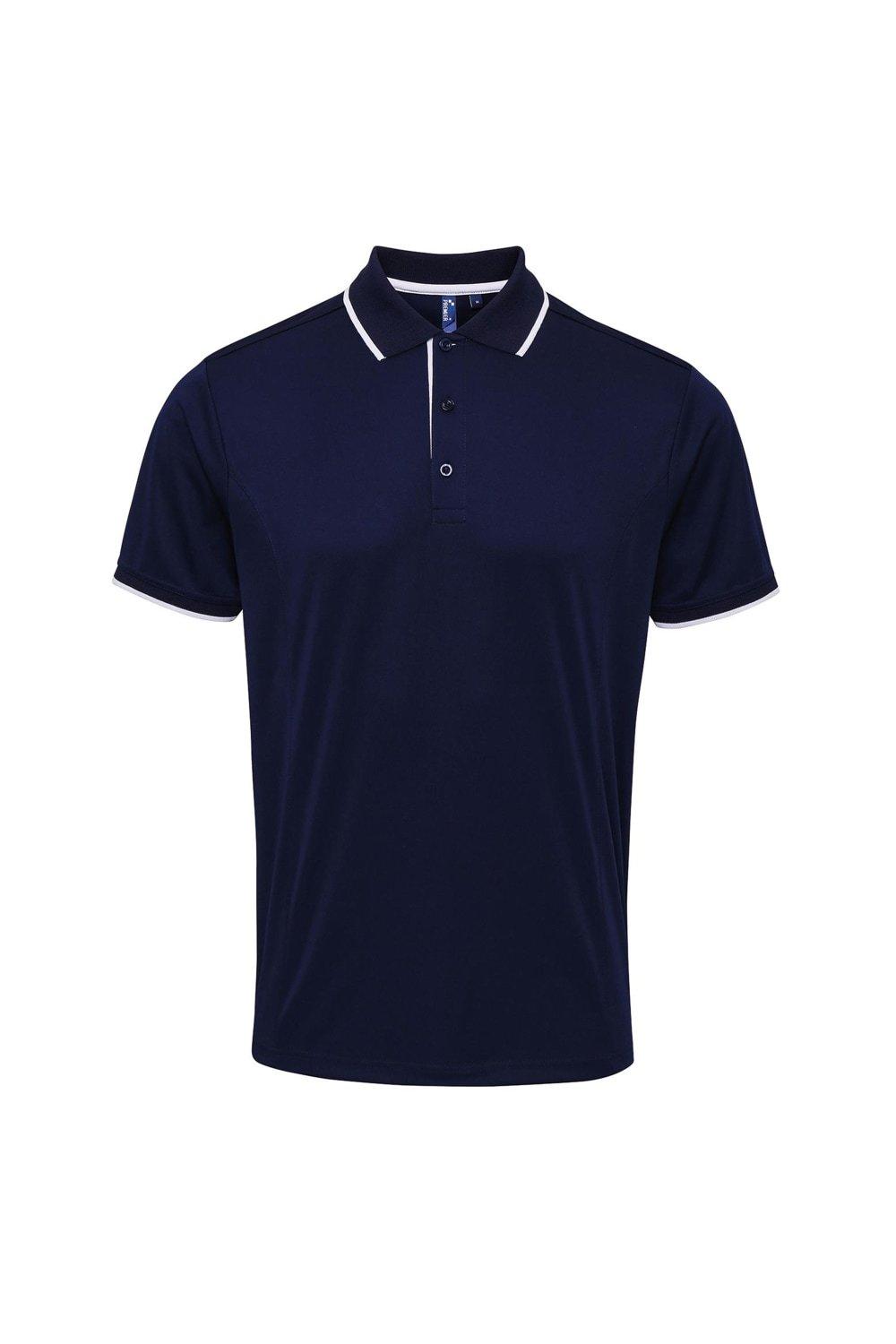 Контрастная рубашка-поло Coolchecker Premier, темно-синий контрастная толстовка поло zara темно зеленый