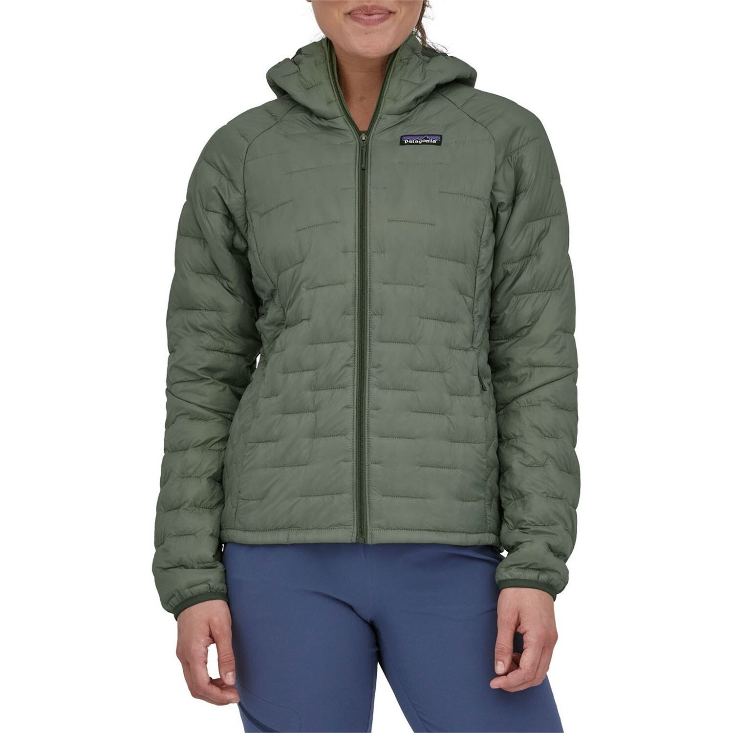 

Толстовка Patagonia Micro Puff с капюшоном женская, зеленый