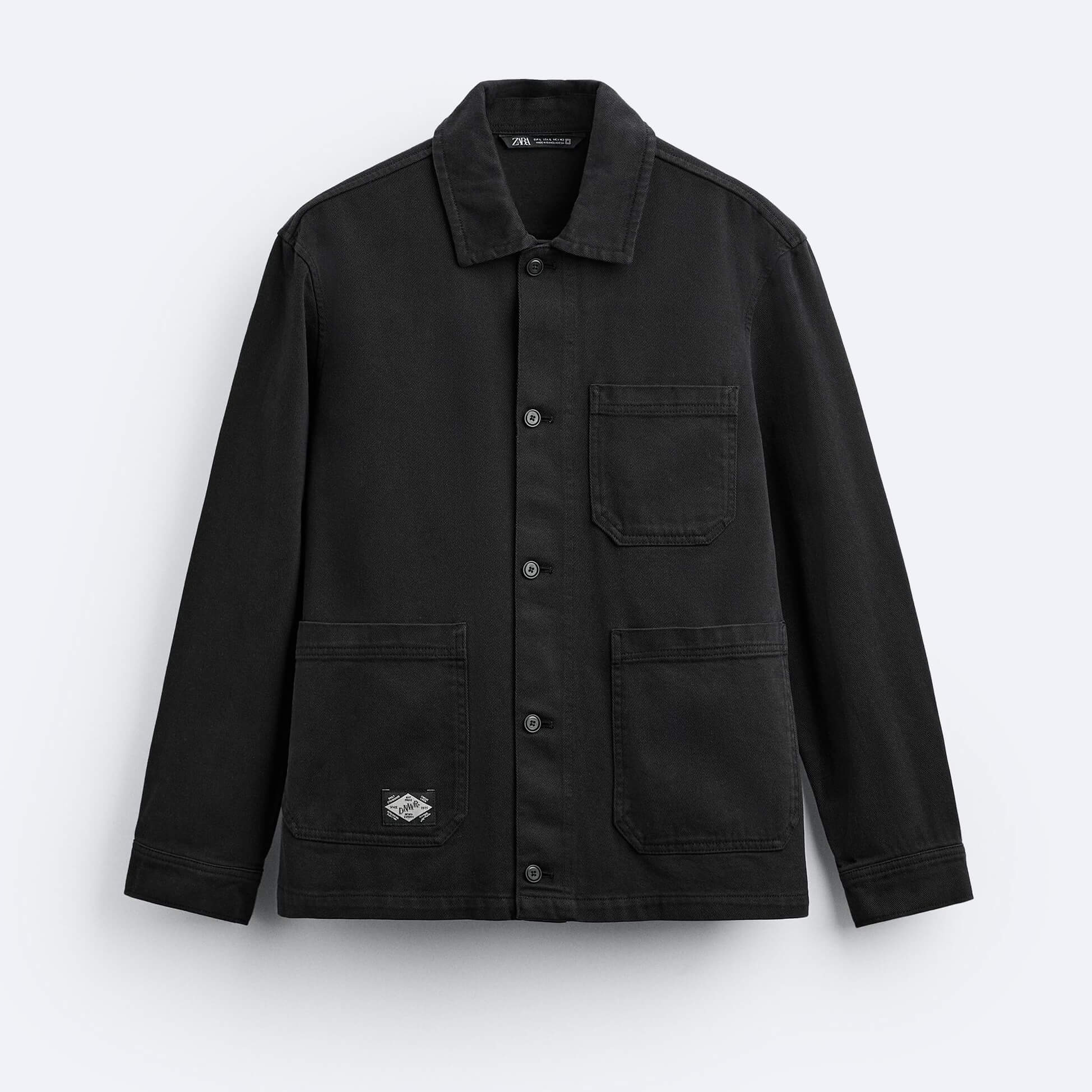 Рубашка верхняя Zara Textured, черный куртка рубашка zara textured темно бордовый