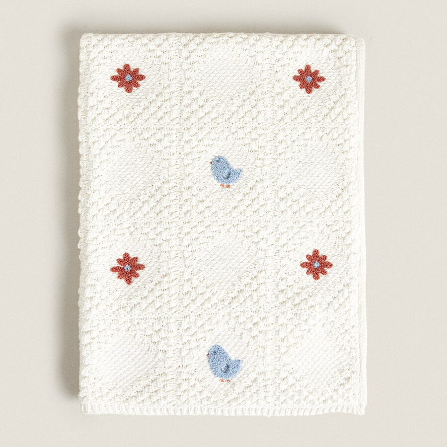 

Вязанный плед Zara Home Floral Crochet, белый