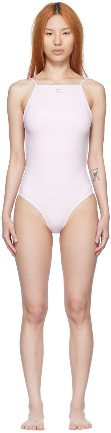 

Эксклюзивный розовый нейлоновый цельный купальник SSENSE Courrèges