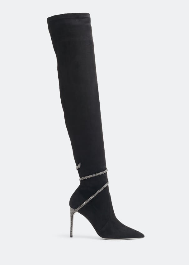 

Ботинки RENÉ CAOVILLA Suede thigh-high boots, черный