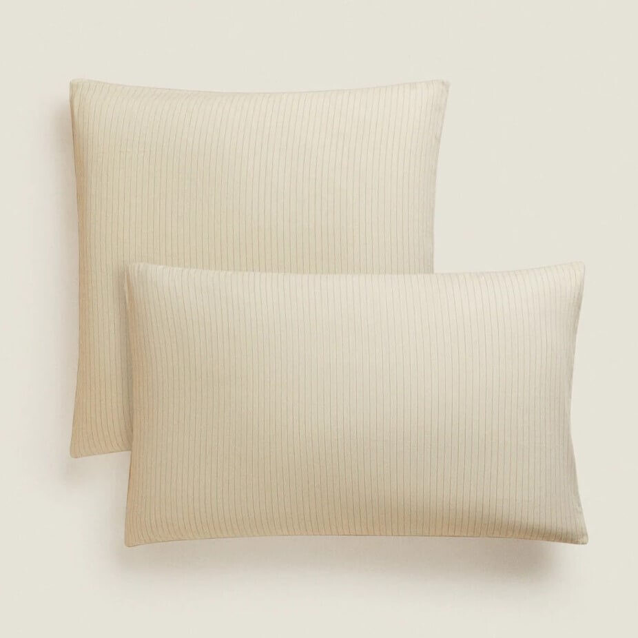 

Наволочка Zara Home (300 Thread Count) Striped Washed Sateen, бежевый