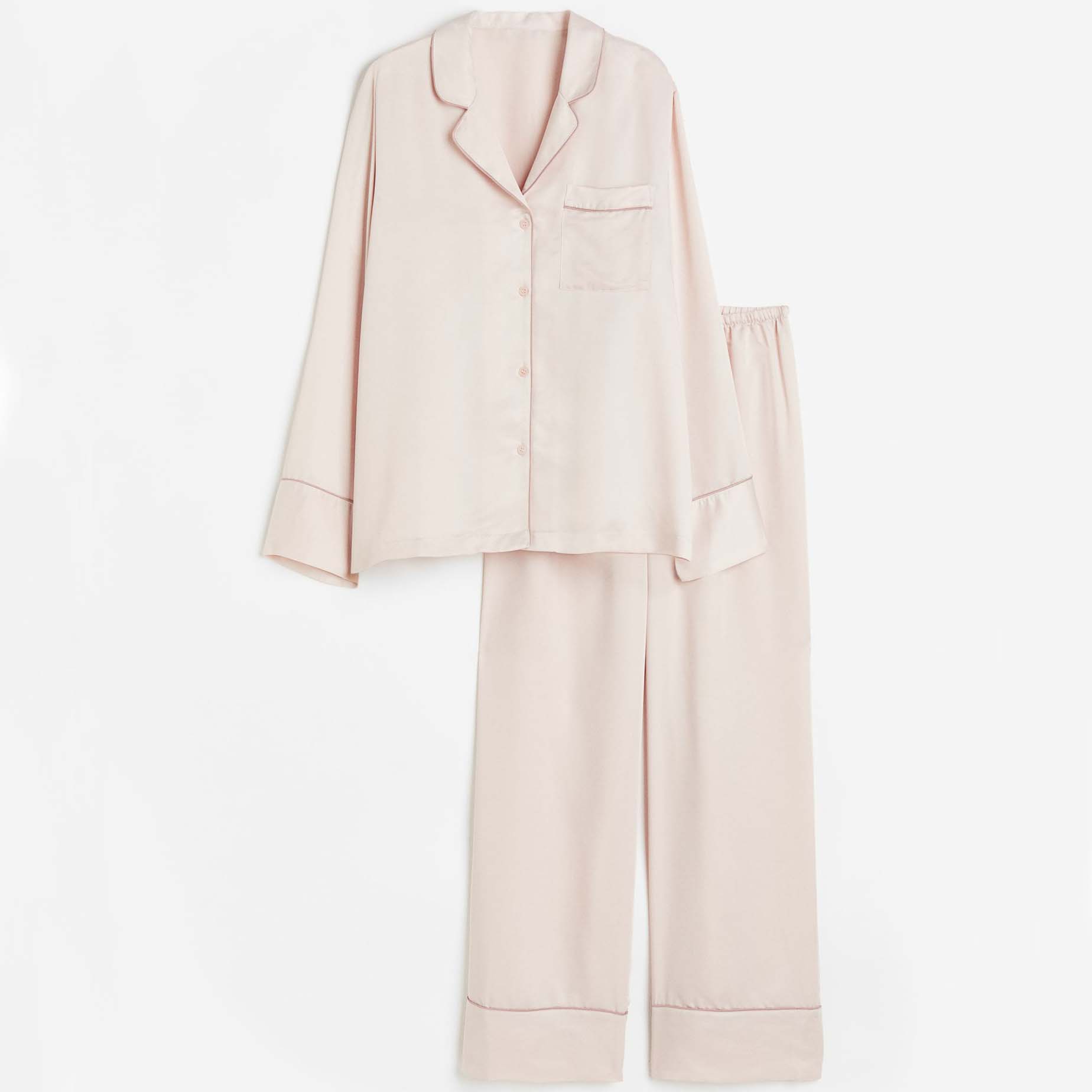 цена Пижама H&M Satin Shirt And Pants, пудрово-розовый