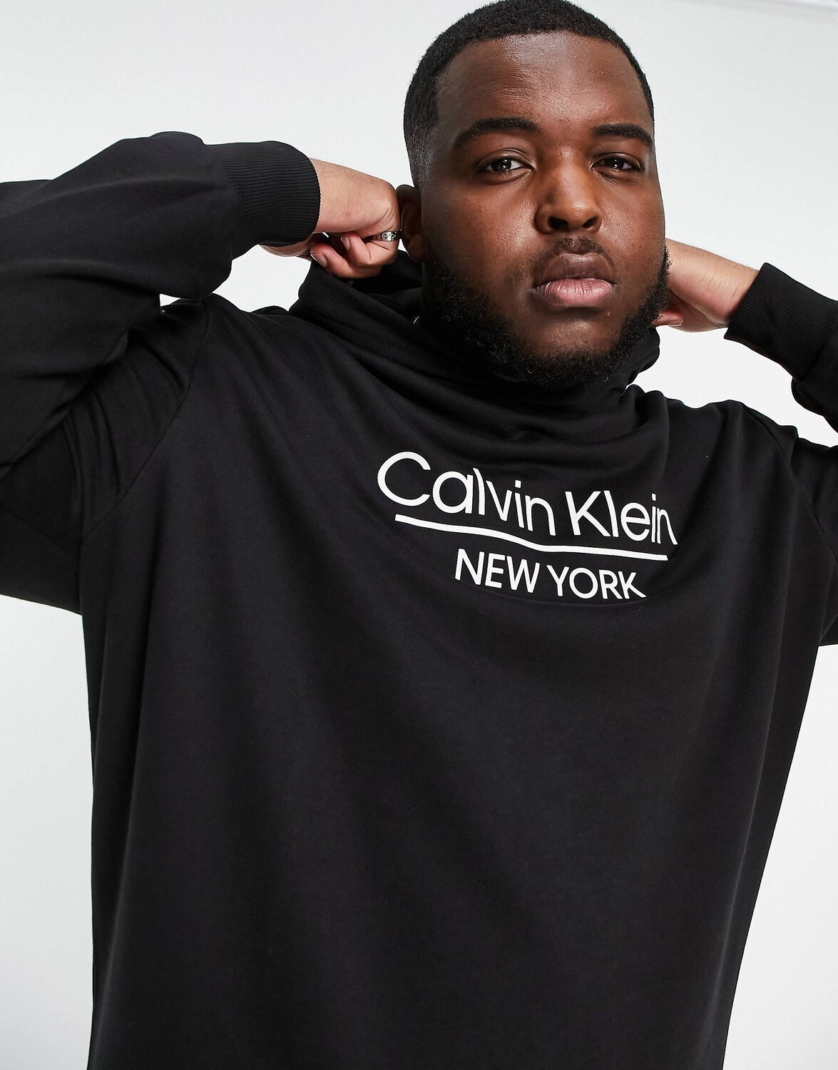 

Худи черного цвета с логотипом по центру Calvin Klein Big & Tall, Черный