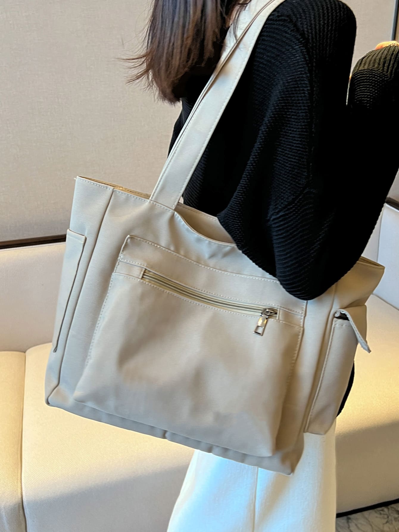 Сплошная сумка через плечо большой емкости с несколькими карманами, хаки розовая многофункциональная дорожная сумка большой емкости с молнией сверху светло серый