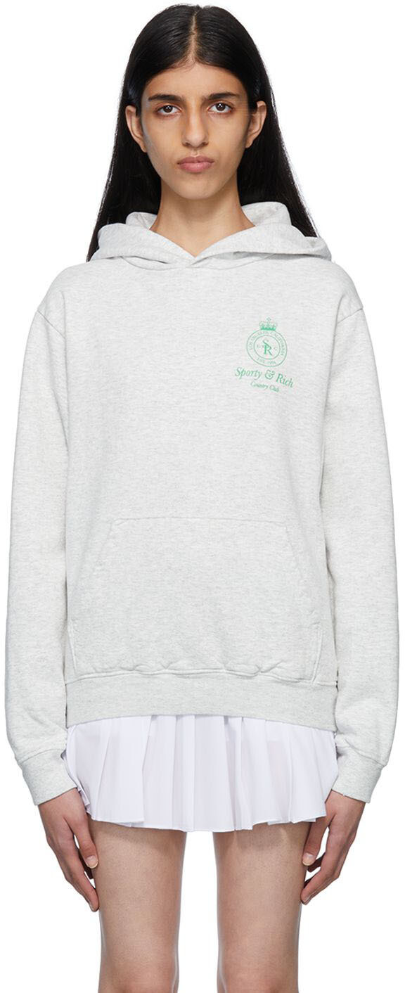 

Худи серого цвета с короной Sporty & Rich