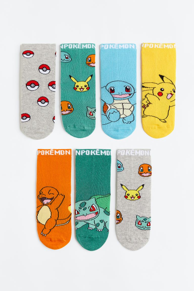 Набор из 7 пар носков H&M x Pokémon, мультиколор