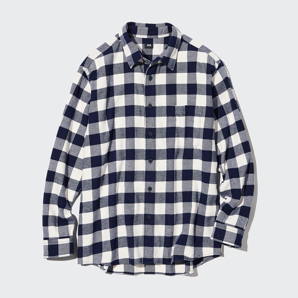 

Фланелевая клетчатая рубашка унисекс Uniqlo, молочный