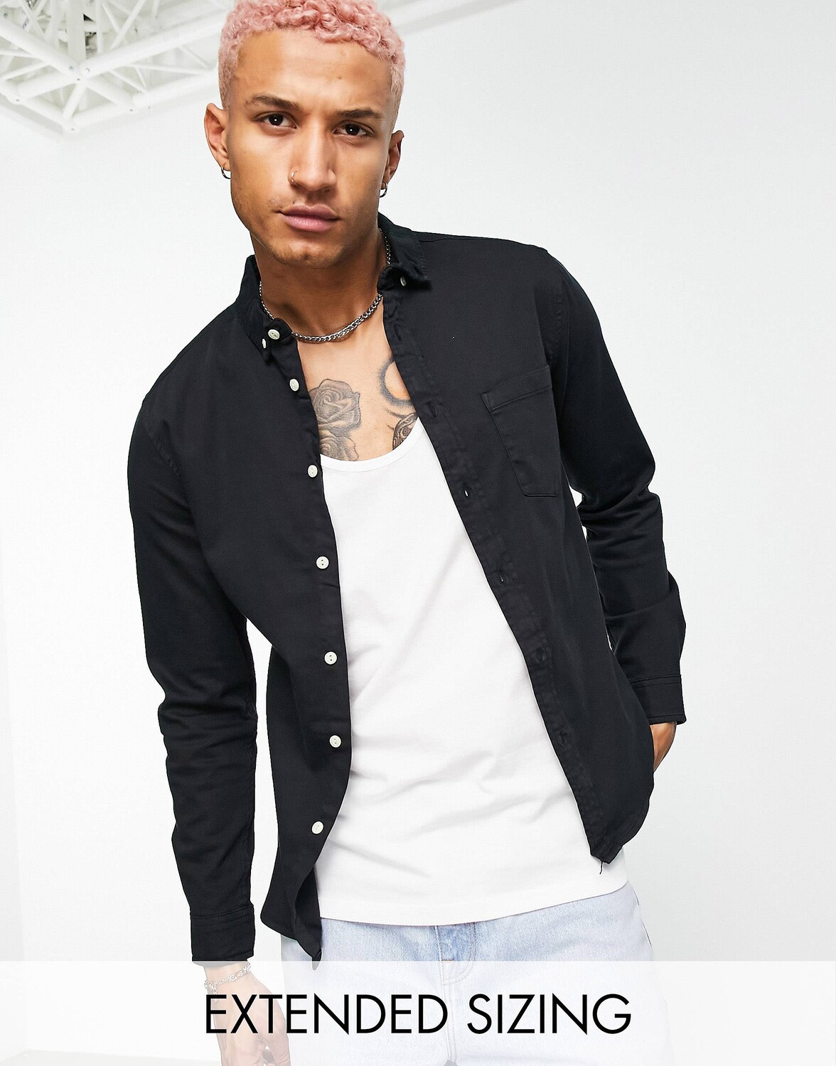 

Черная джинсовая рубашка узкого кроя ASOS DESIGN