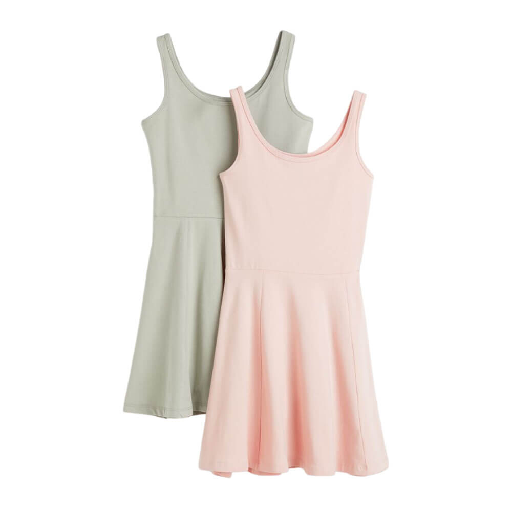 

Комплект из двух платьев из джерси H&M, розовый/зеленый