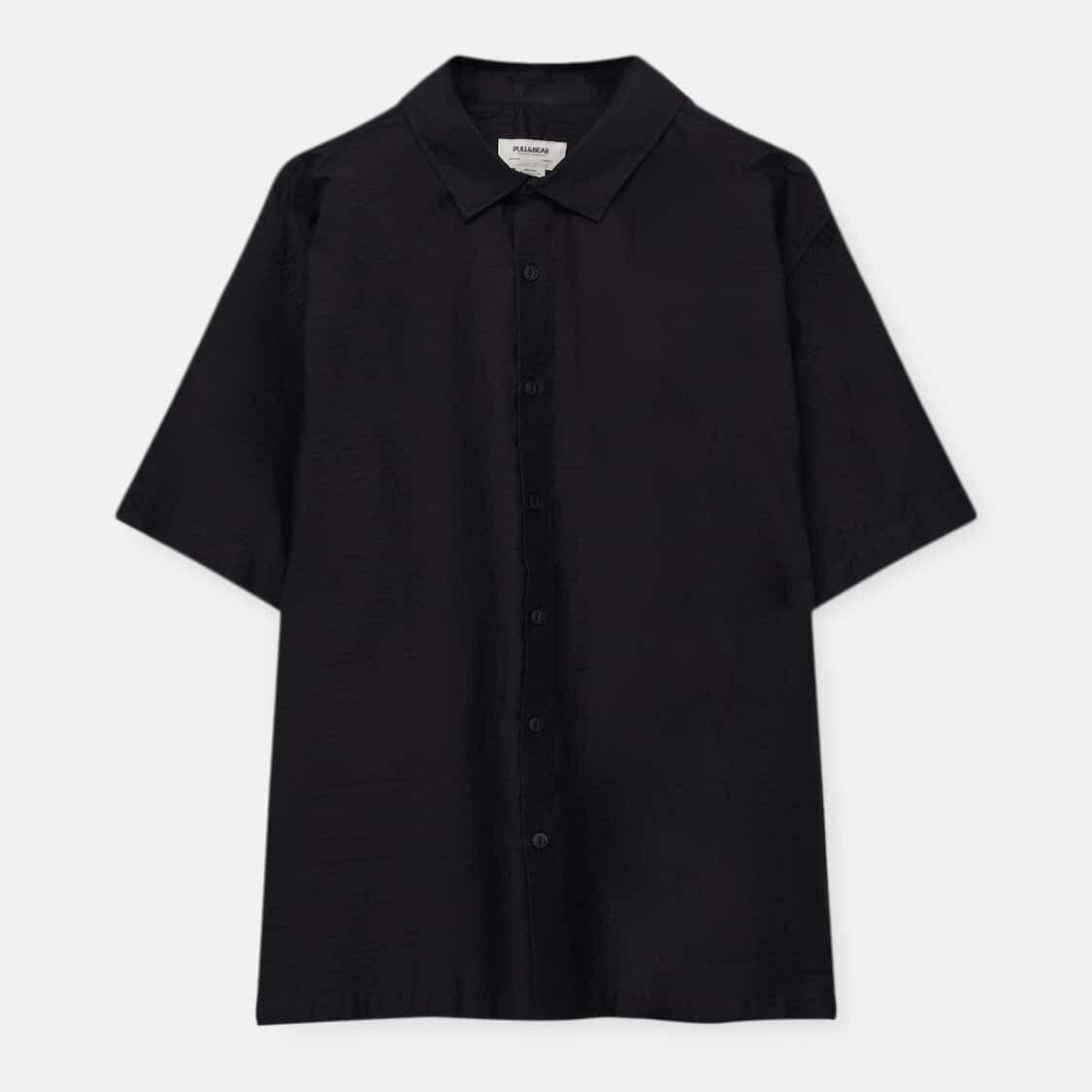 

Рубашка Pull&Bear с коротким рукавом, черный