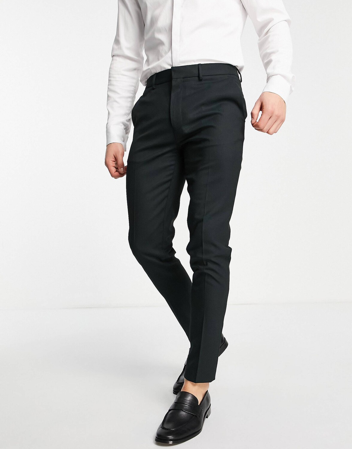 

Темно-зеленые брюки скинни ASOS DESIGN smart super skinny с текстурой в горошек ASOS DESIGN
