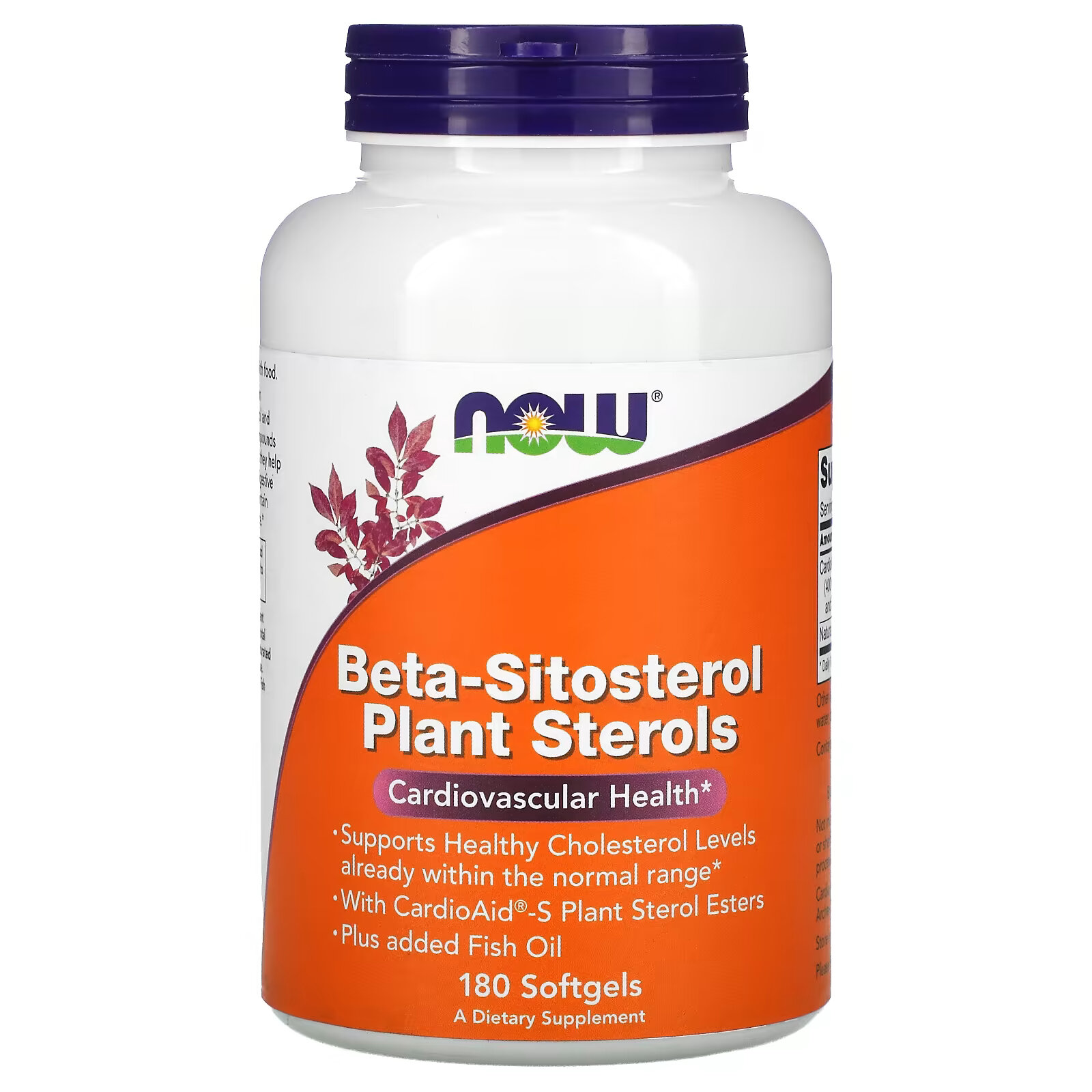 NOW Foods, бета-ситостерол, растительные стеролы, 180 капсул now foods комплекс растительных стеролов содержащих бета ситостерол 90 мягких таблеток
